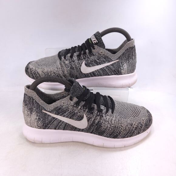 Nike Free RN Flyknit Athletic Training Shoe Womens Size 7 880844-003 Gray Black - Picture 6 of 10